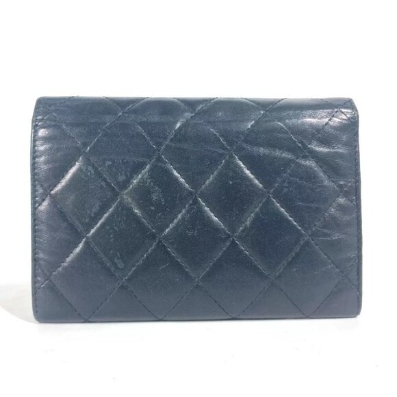 CHANEL Cambon Line CC CC Mark Compact wallet Folded wallet Leather Black/White - Picture 4 of 15